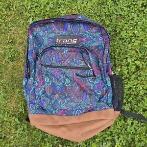Jansport | Bags | Jansport Trans Peacock Garden Backpack Floral Leather  Bottom | Poshmark